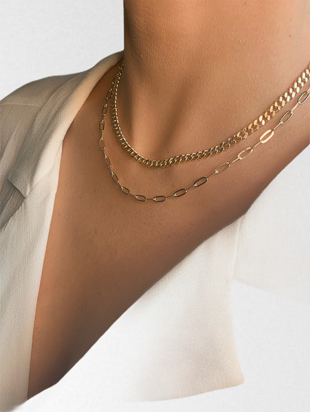 Farrah B Hitched 2 Layered Lock Necklace - Gold - $62 – Hand In Pocket