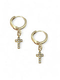 Pave Cross Huggie Earrings