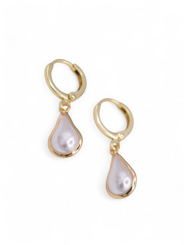 PEARL DROP Huggie Earrings