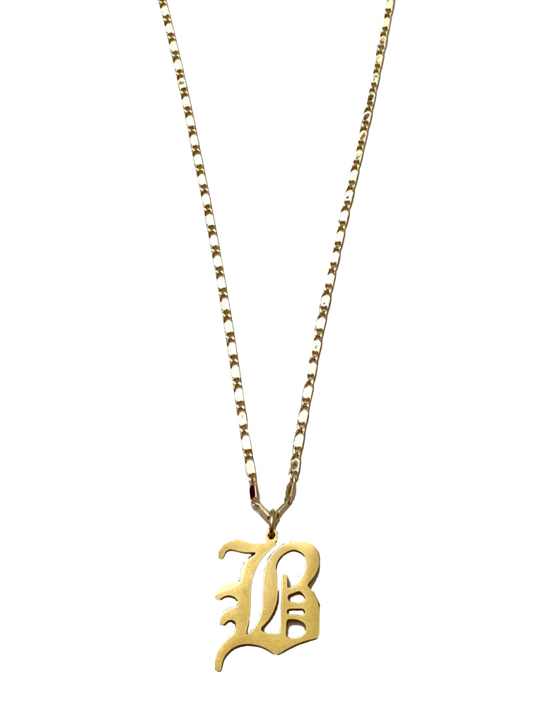 Glorria 14k Solid Gold Letter B Necklace