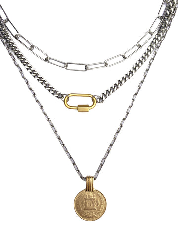 3 Layer Crush Necklace-Mixed Metals