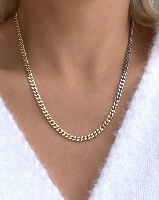 18K Demi Mixed Metal Thick Chain Necklace - Maude