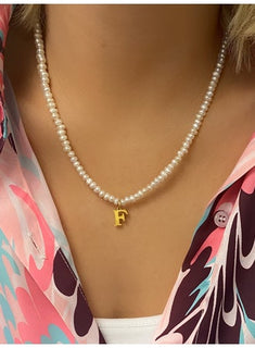 Letter E pearl necklace