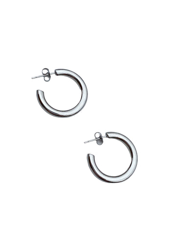 Chunky Medium Silver Hoop Earrings