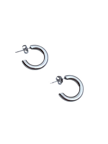 Chunky Small Silver Hoop Earrings